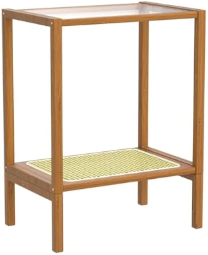 Two‑Tier Glass‑Top Rattan Side Table