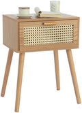 Mid‑Century Rattan Storage Nightstand Table