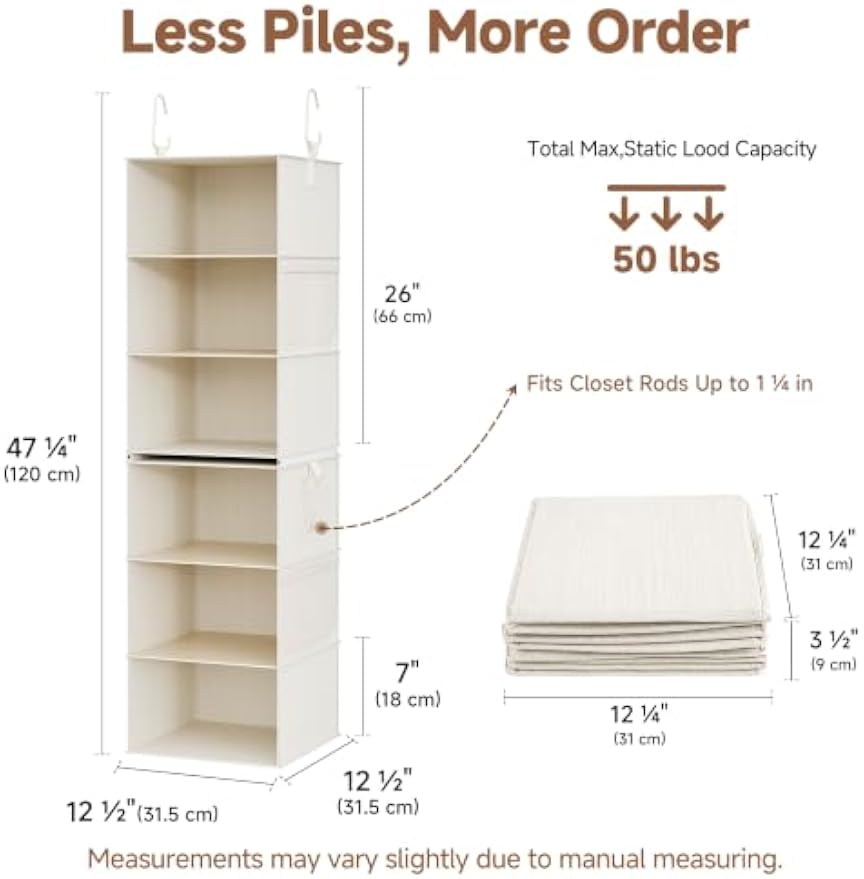 6‑Shelf Hanging Closet Storage Organizer