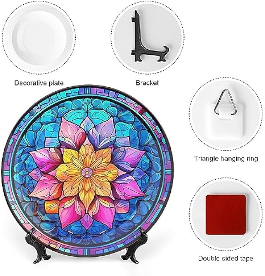 Boho Floral Ceramic Decorative Display Plate