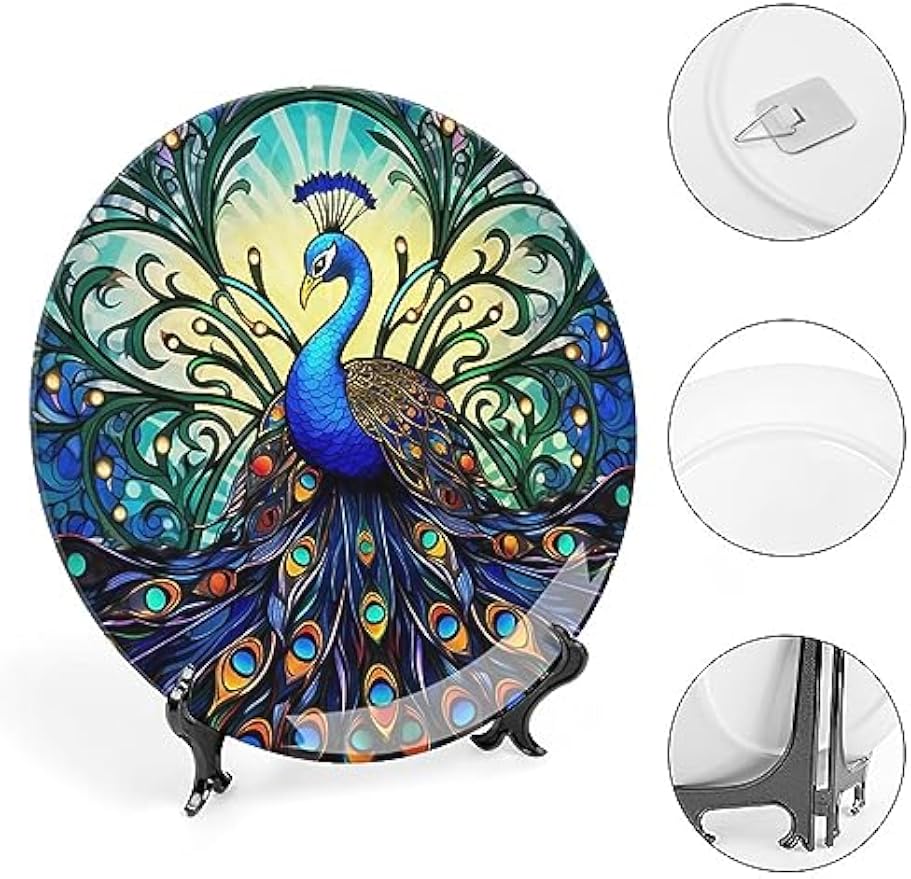 Boho Peacock Ceramic Decorative Display Plate