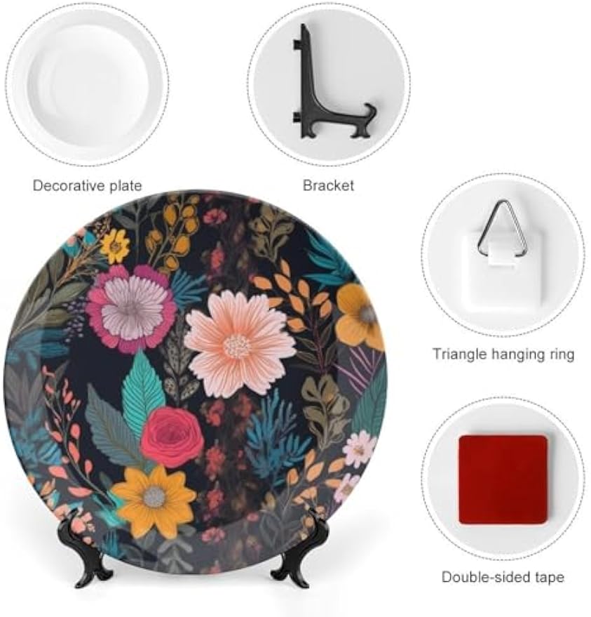 Boho Floral Ceramic Decorative Display Plate