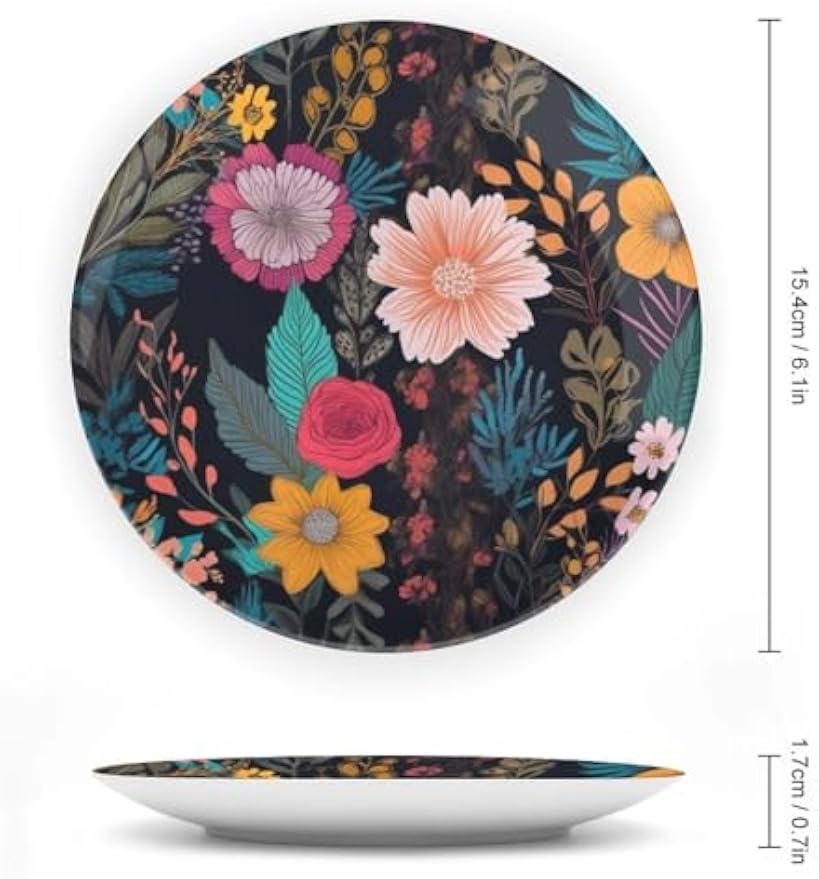 Boho Floral Ceramic Decorative Display Plate