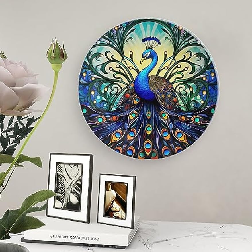 Boho Peacock Ceramic Decorative Display Plate