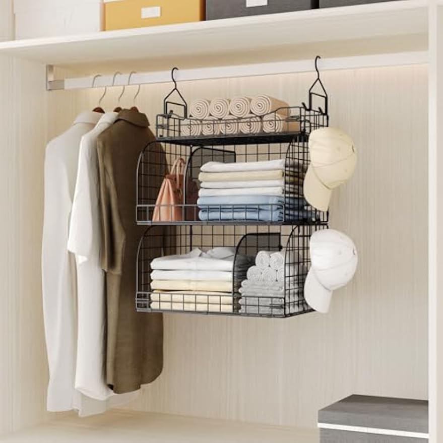 3‑Tier Hanging Closet Storage Organizer Shelves