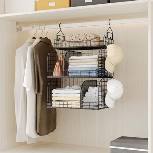 3‑Tier Hanging Closet Storage Organizer Shelves