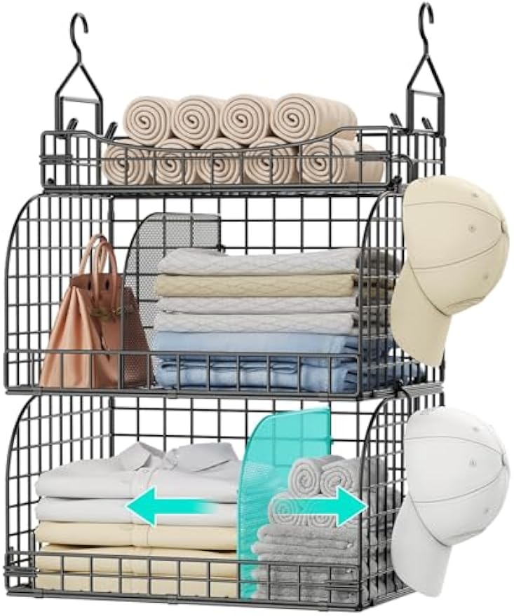 3‑Tier Hanging Closet Storage Organizer Shelves