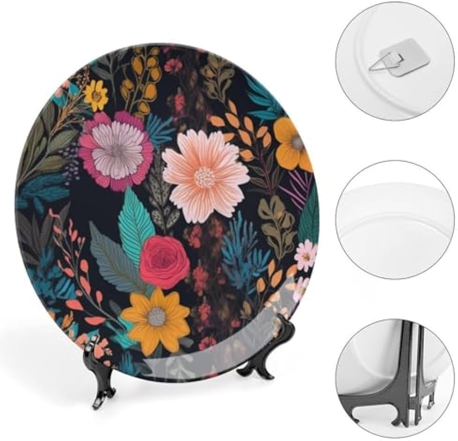 Boho Floral Ceramic Decorative Display Plate