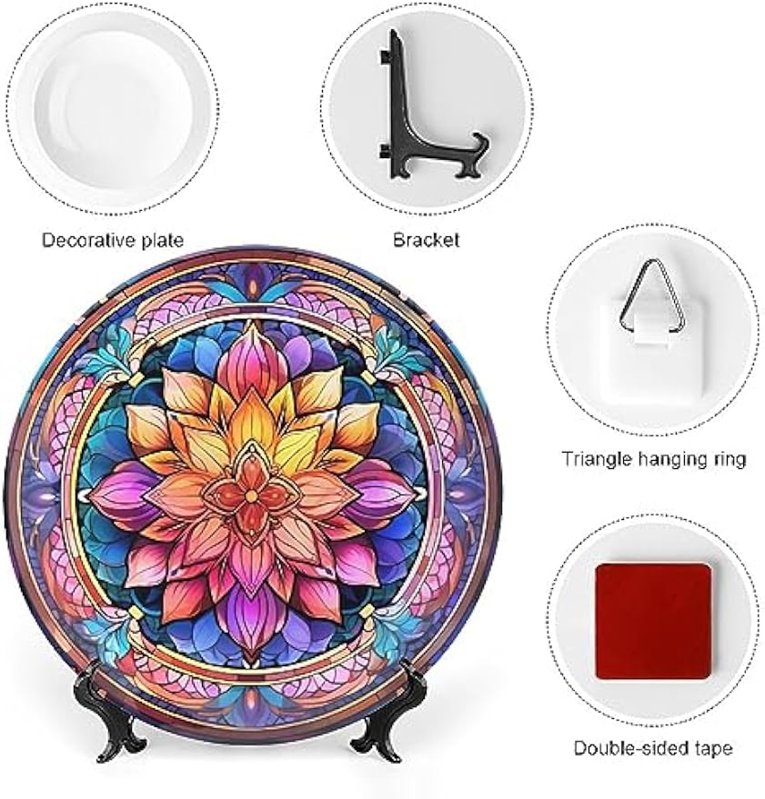 Boho Floral Ceramic Decorative Display Plate