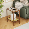 Two‑Tier Glass‑Top Rattan Side Table