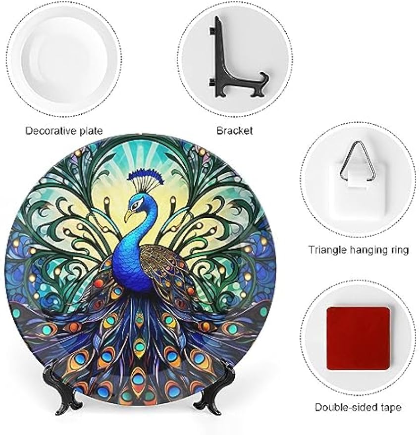 Boho Peacock Ceramic Decorative Display Plate