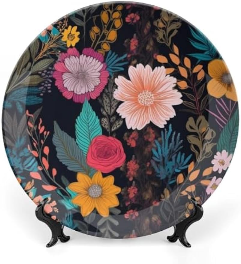 Boho Floral Ceramic Decorative Display Plate
