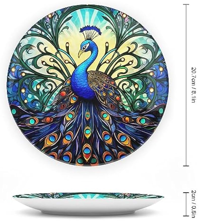 Boho Peacock Ceramic Decorative Display Plate