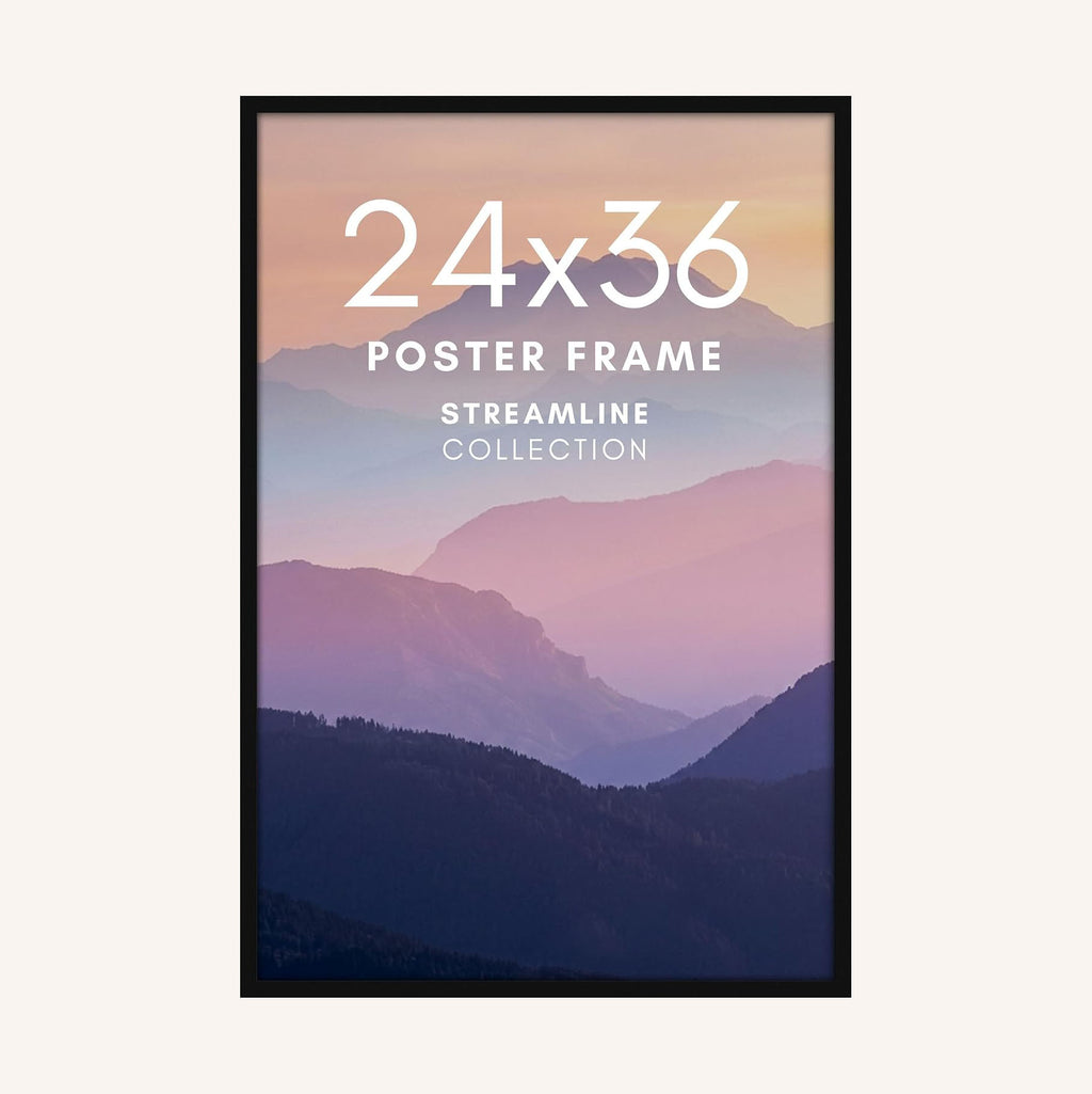 Thin‑Border 24x36 Black Wall Poster Frame