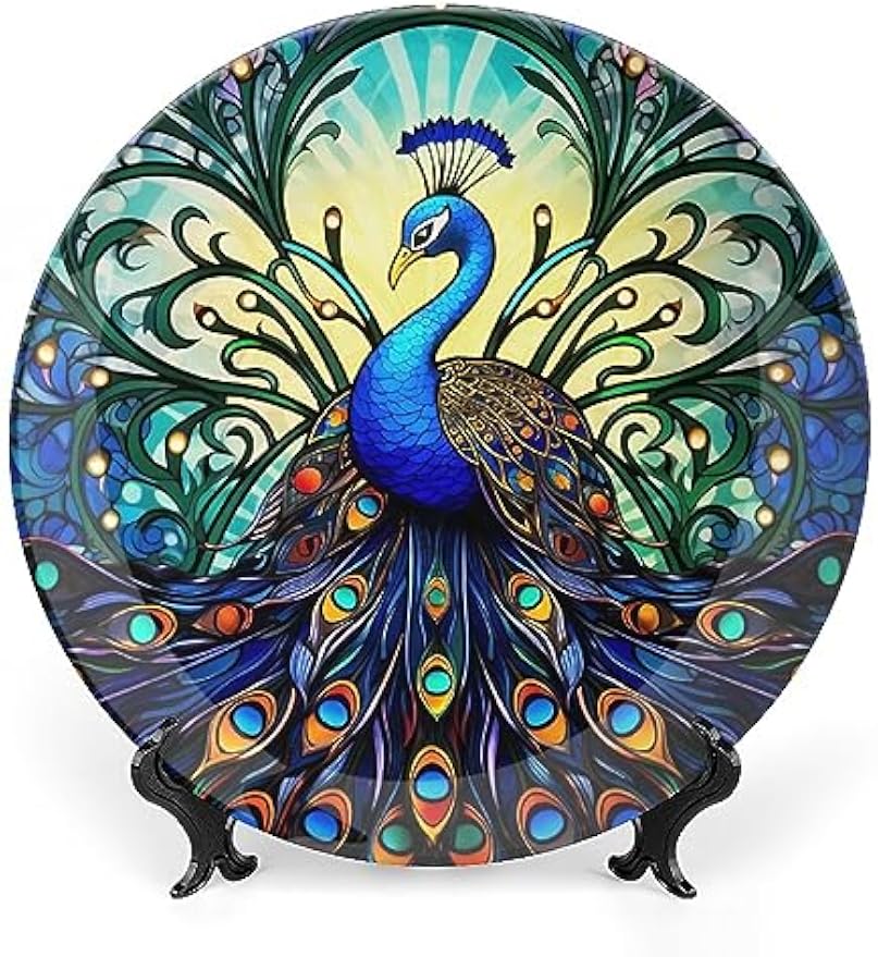 Boho Peacock Ceramic Decorative Display Plate