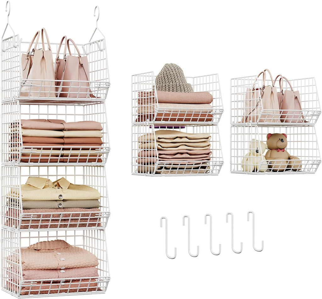 4‑Tier Foldable Wire Closet Storage Organizer