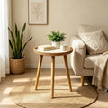 Rattan Inlay Round Small Side End Table