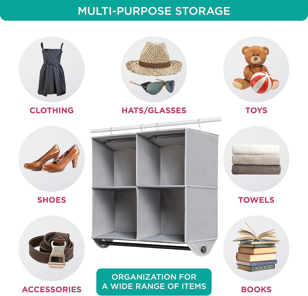4‑Tier Hanging Closet Organizer With Garment Rod