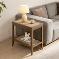 Boho Rattan Storage Shelf Side End Table