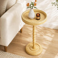 Boho Rattan Round Small Side End Table