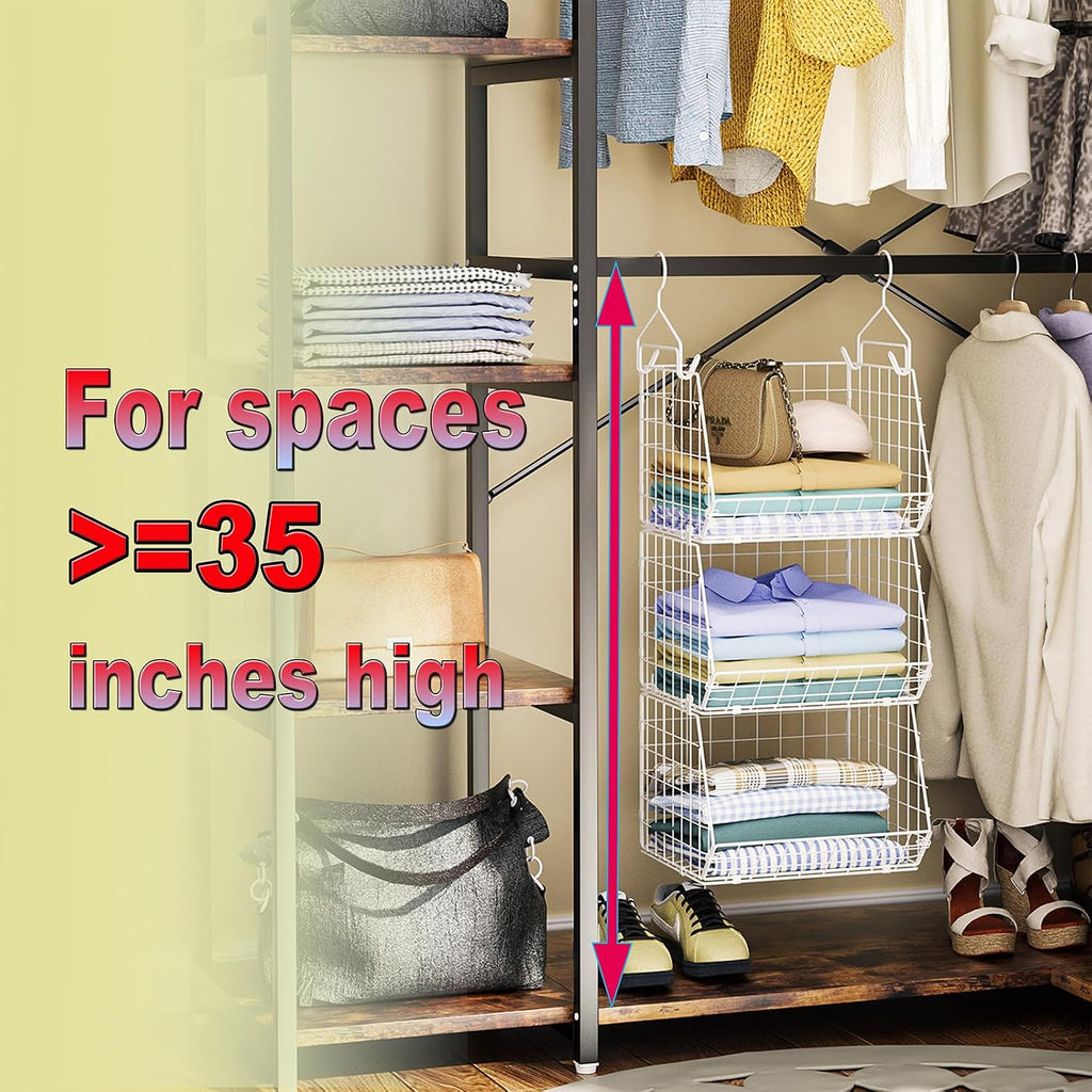 3‑Tier Foldable Wire Closet Storage Organizer