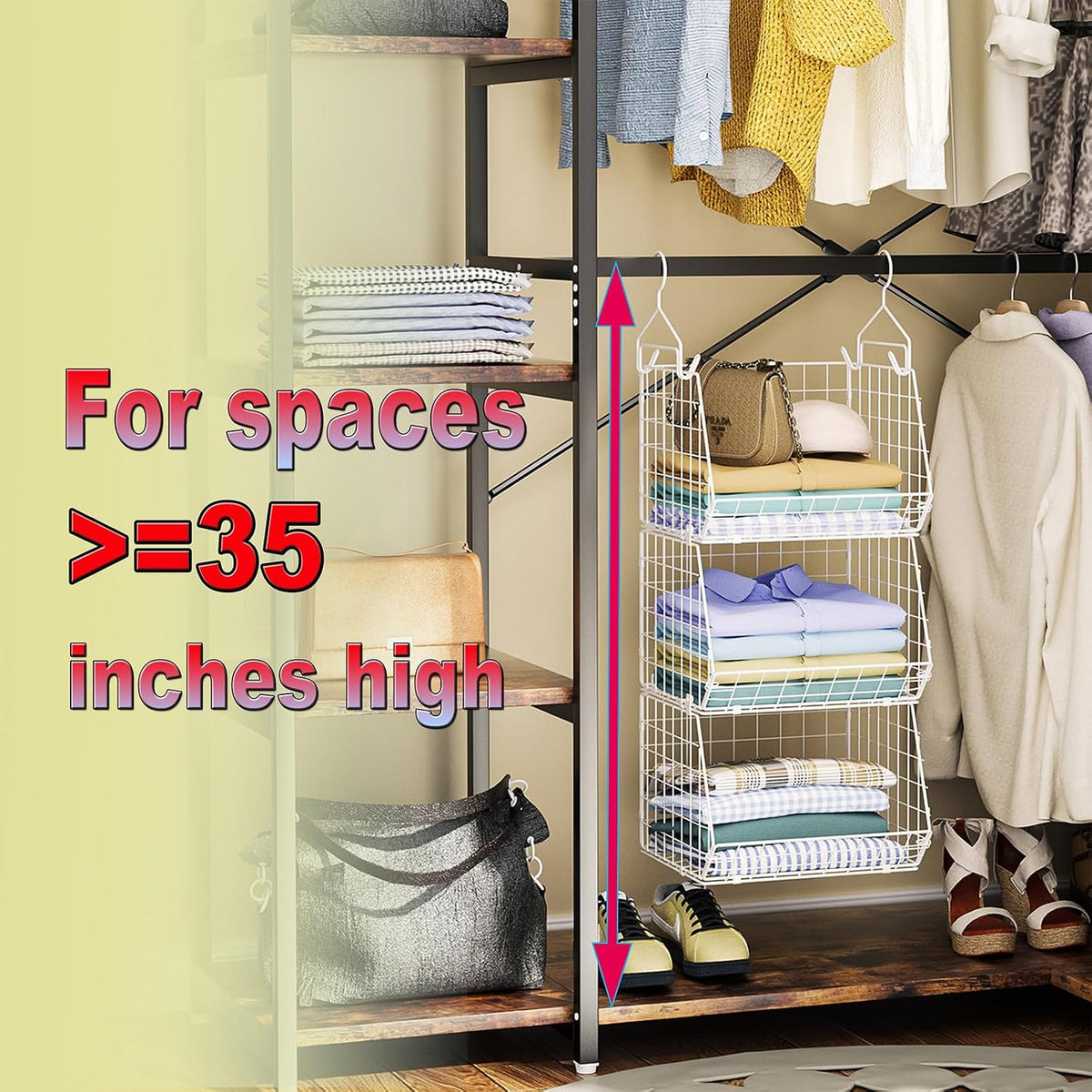 3‑Tier Foldable Wire Closet Storage Organizer