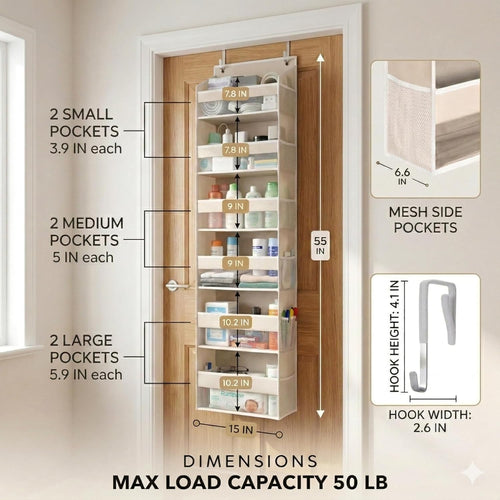 6‑Tier Over‑the‑Door Hanging Storage Organizer