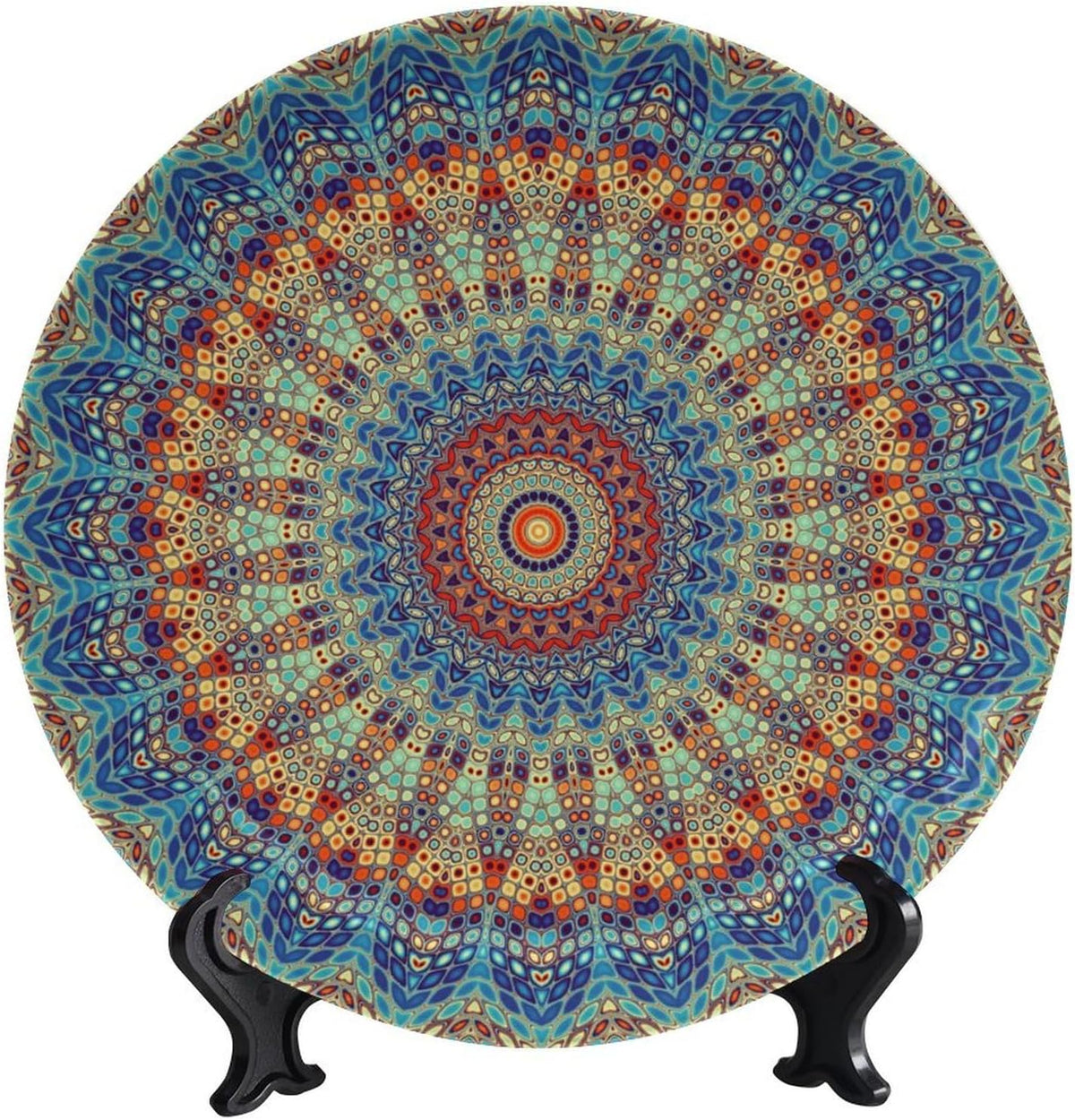 Blue Mandala Boho Ceramic Display Plate