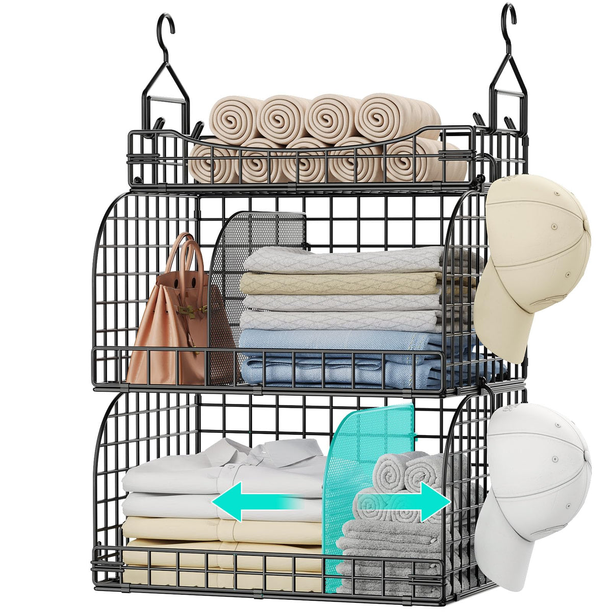 3‑Tier Hanging Closet Storage Organizer Shelves