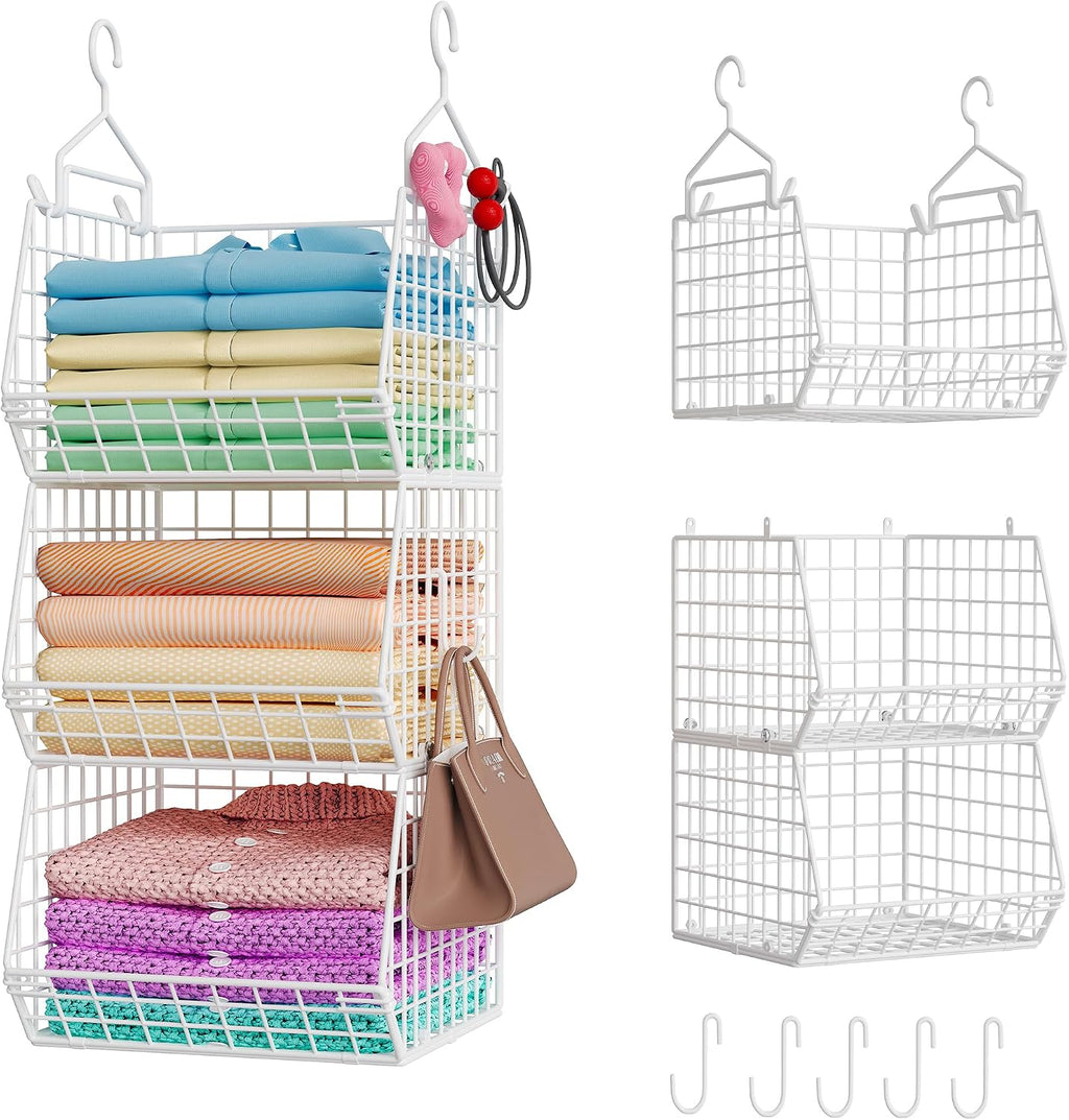 3‑Tier Foldable Wire Closet Storage Organizer