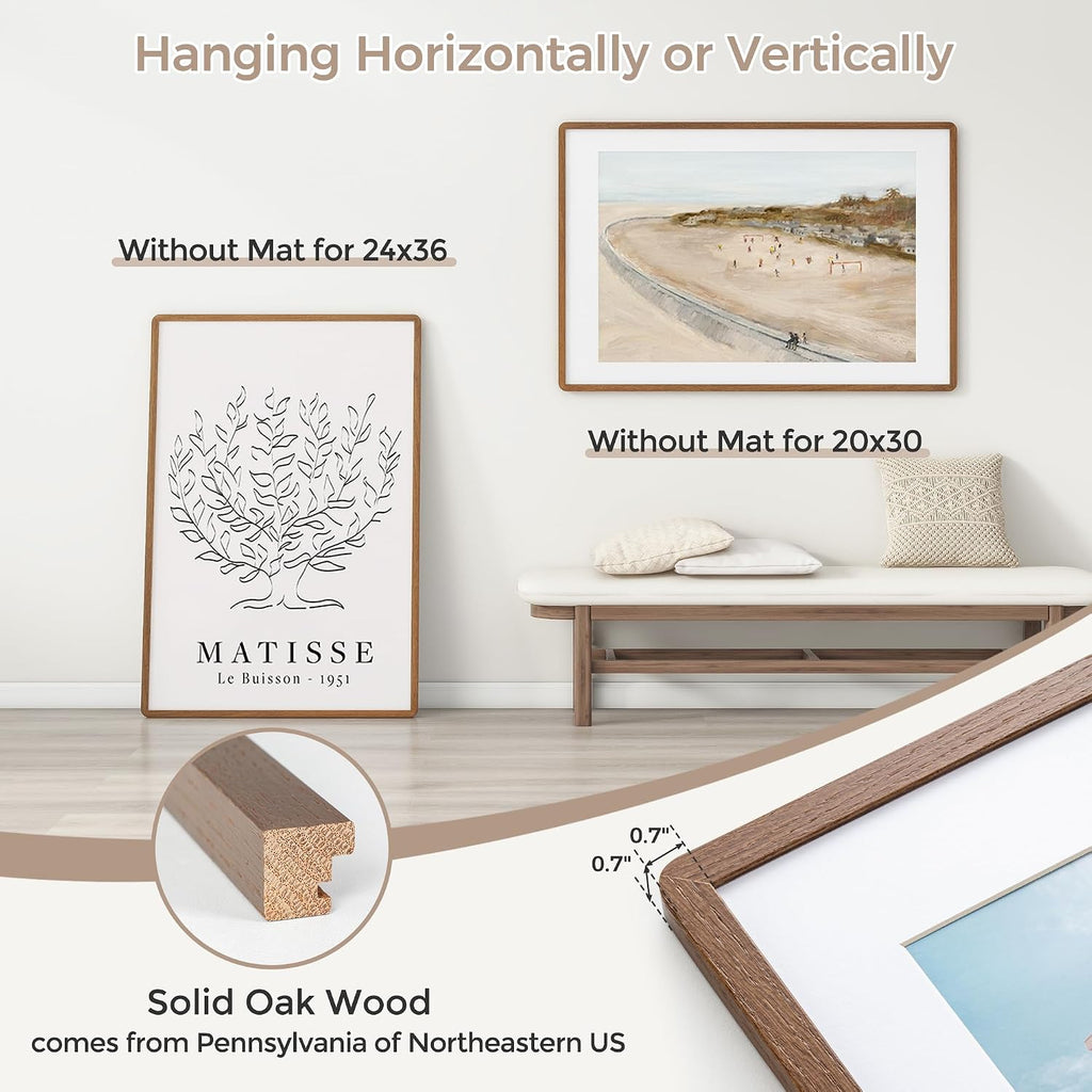 Solid Oak 24x36 Wall Poster Picture Frame