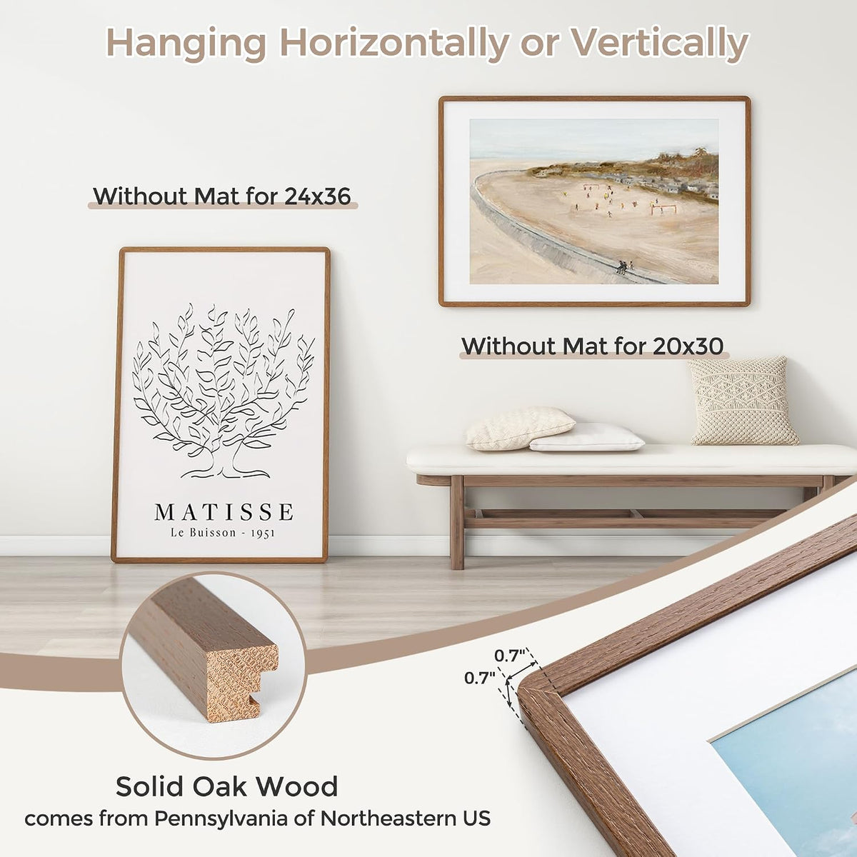 Solid Oak 24x36 Wall Poster Picture Frame
