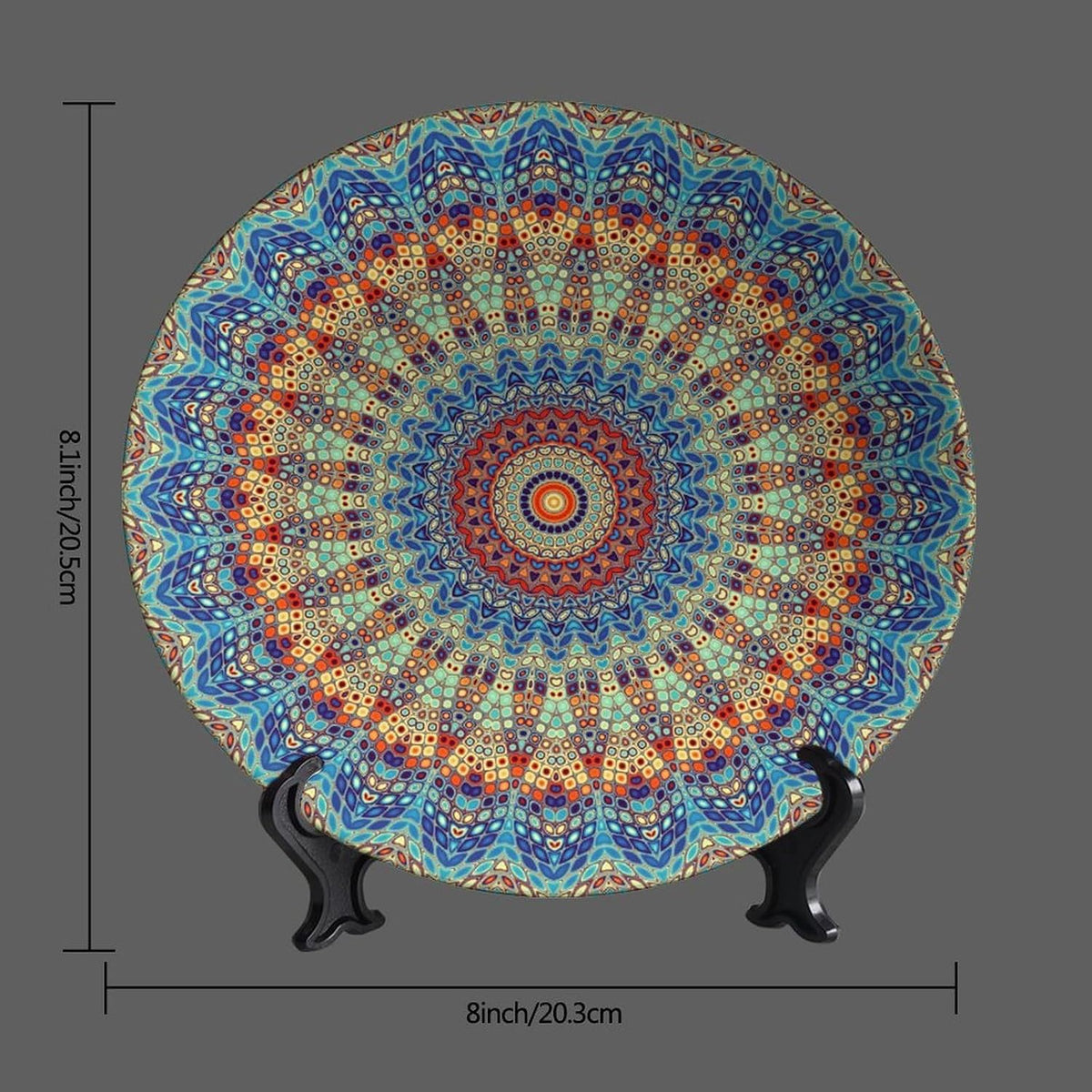 Blue Mandala Boho Ceramic Display Plate