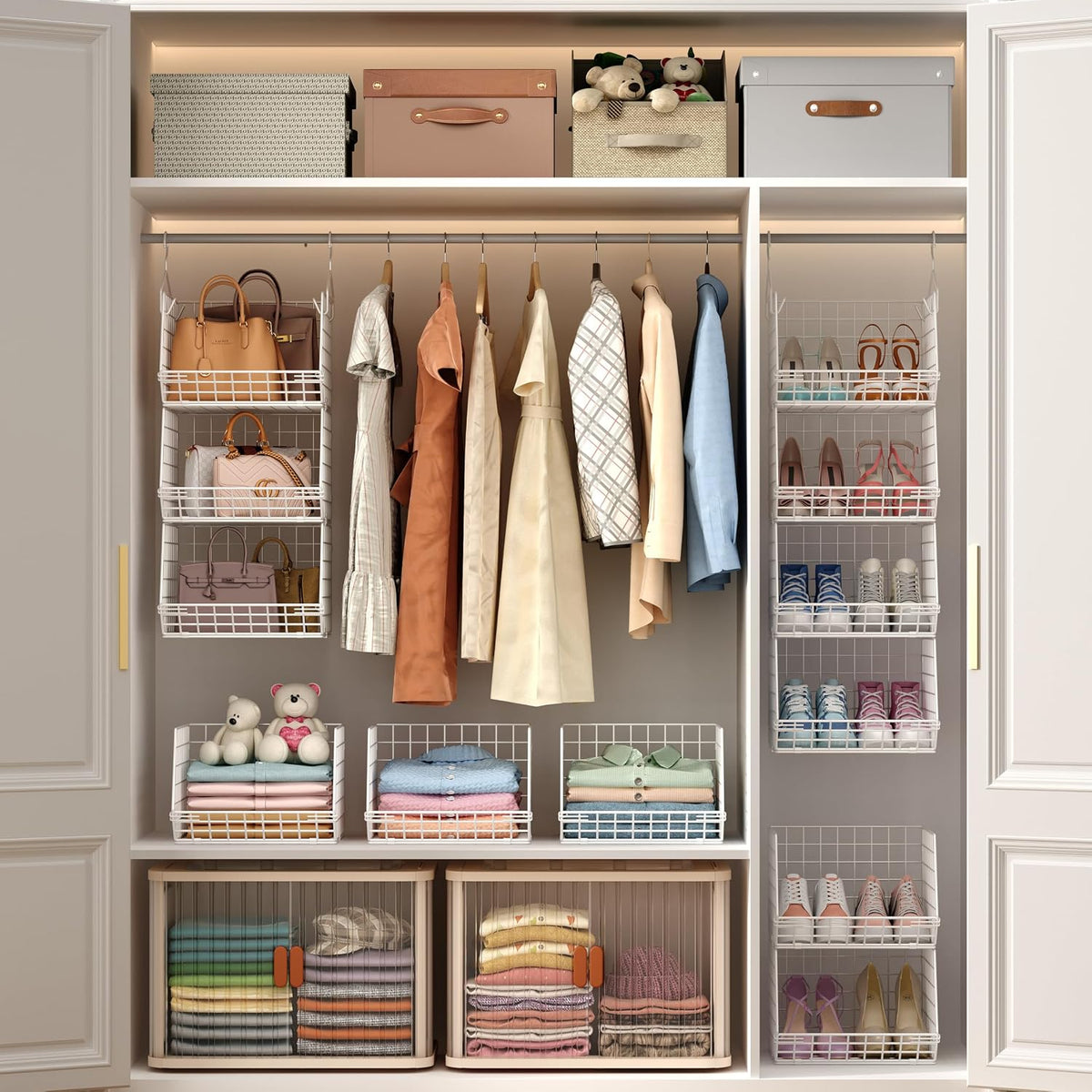 4‑Tier Foldable Wire Closet Storage Organizer